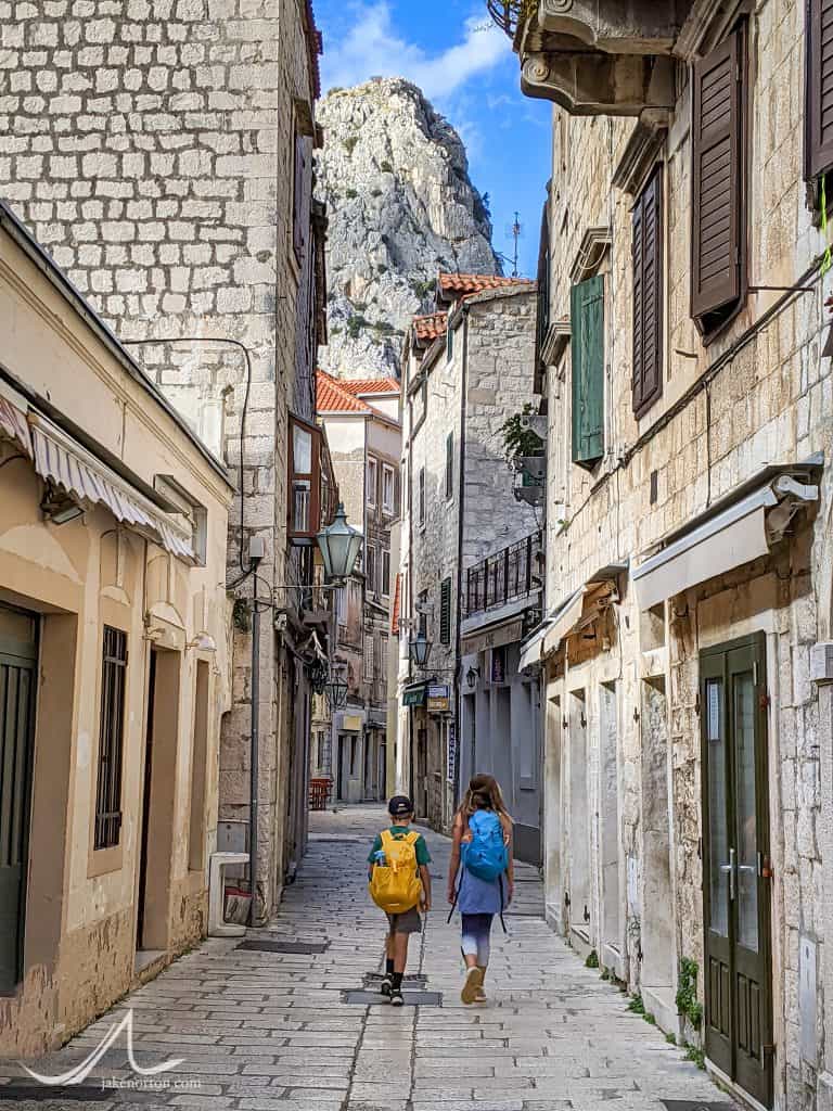 Children walk through the streets of Omiš, Croatia.