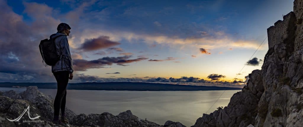 Sunset over the Adriatic Sea from Omiš, Croatia.
