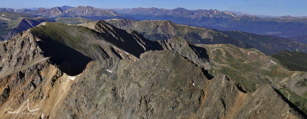 View from Grizzly Peak across Lenawee and on to Arapahoe Basin.