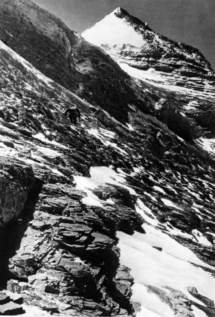 Teddy Norton moving toward the summit of Everest on June 4, 1924. Photo by Howard Somervell.