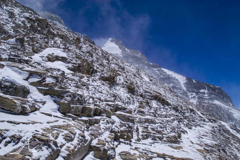 Entering the search terrain covered by Jake Norton in 2004 high on Mount Everest, Tibet.