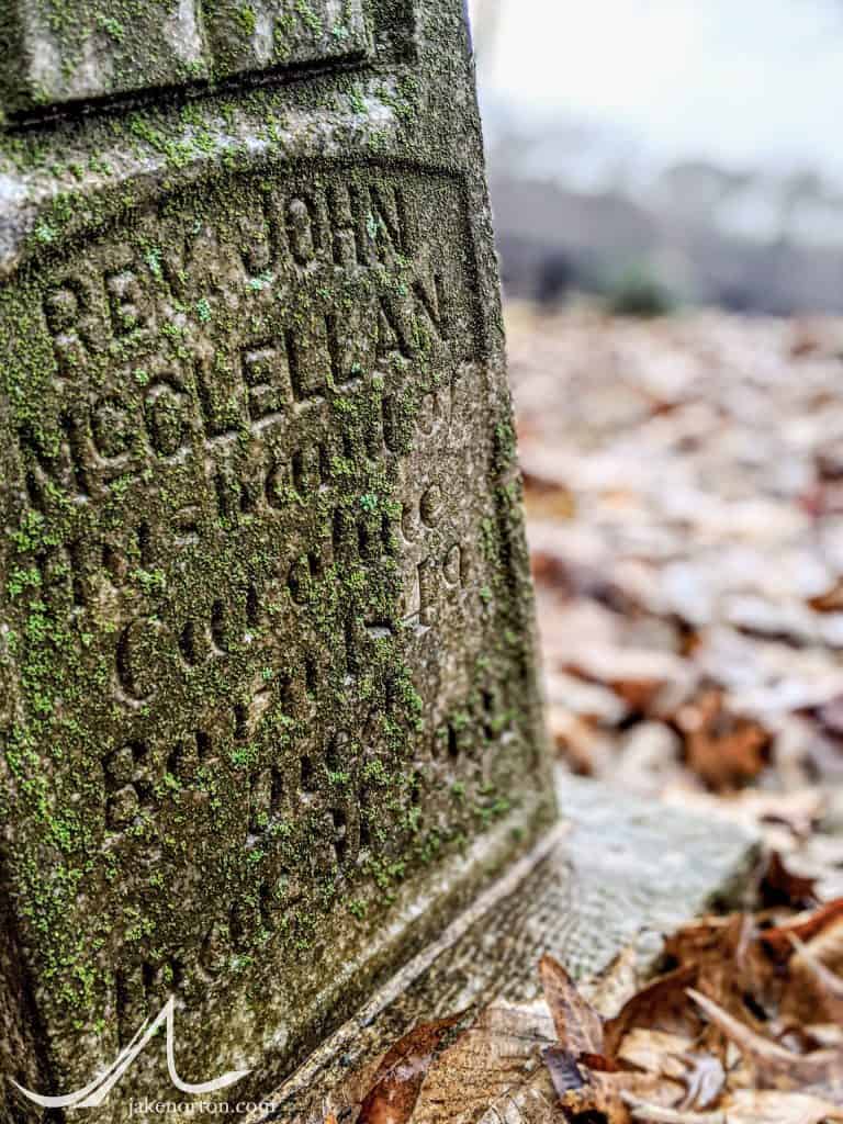 Tombstone for Rev. John McClellan, Caesar McClellan's younger brother, in the McClellan Cemetery outside Jackson, TN.