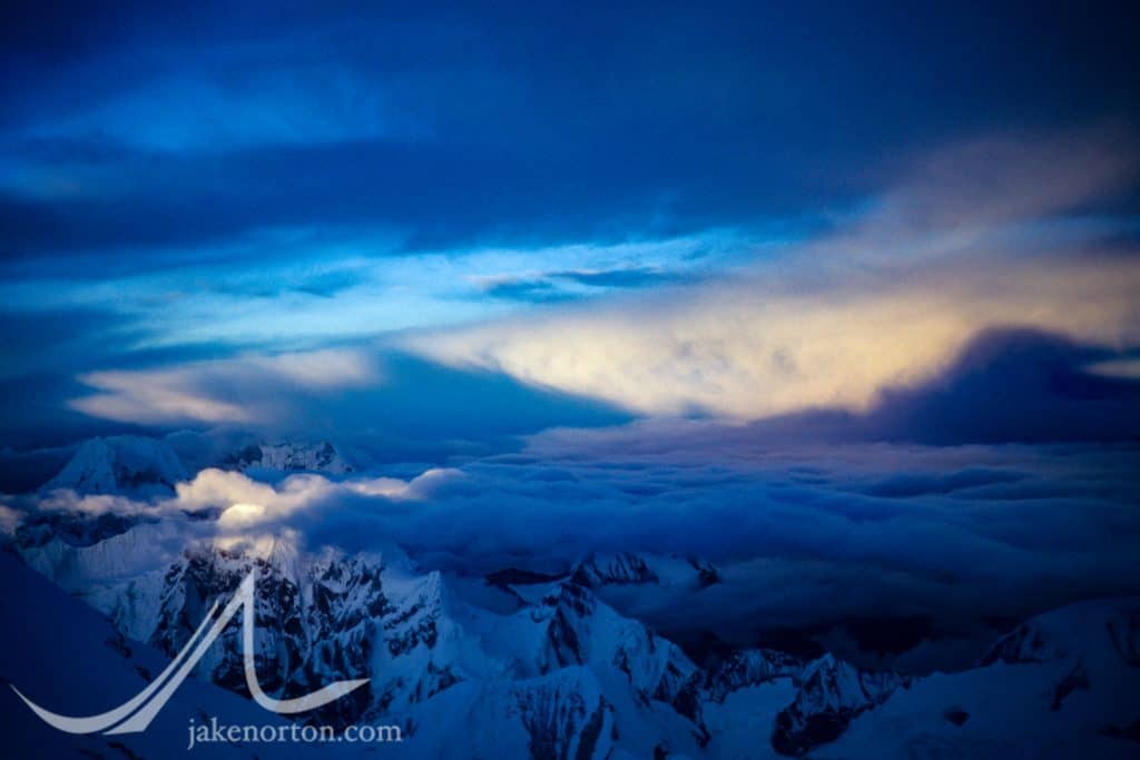 Cloudscape over the Himalaya from high on Cho Oyu, Tibet.