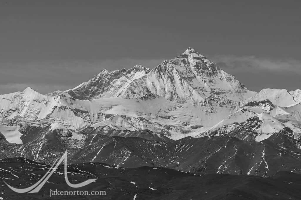 The dramatic North Face of Mount Everest as seen from the Pang La Pass, Tibet.