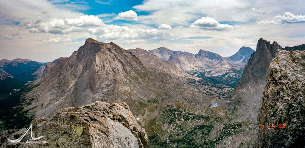 Panorama from the summit of Wolf's Head, Cirque of the Towers, Wind River Range, Wyoming.