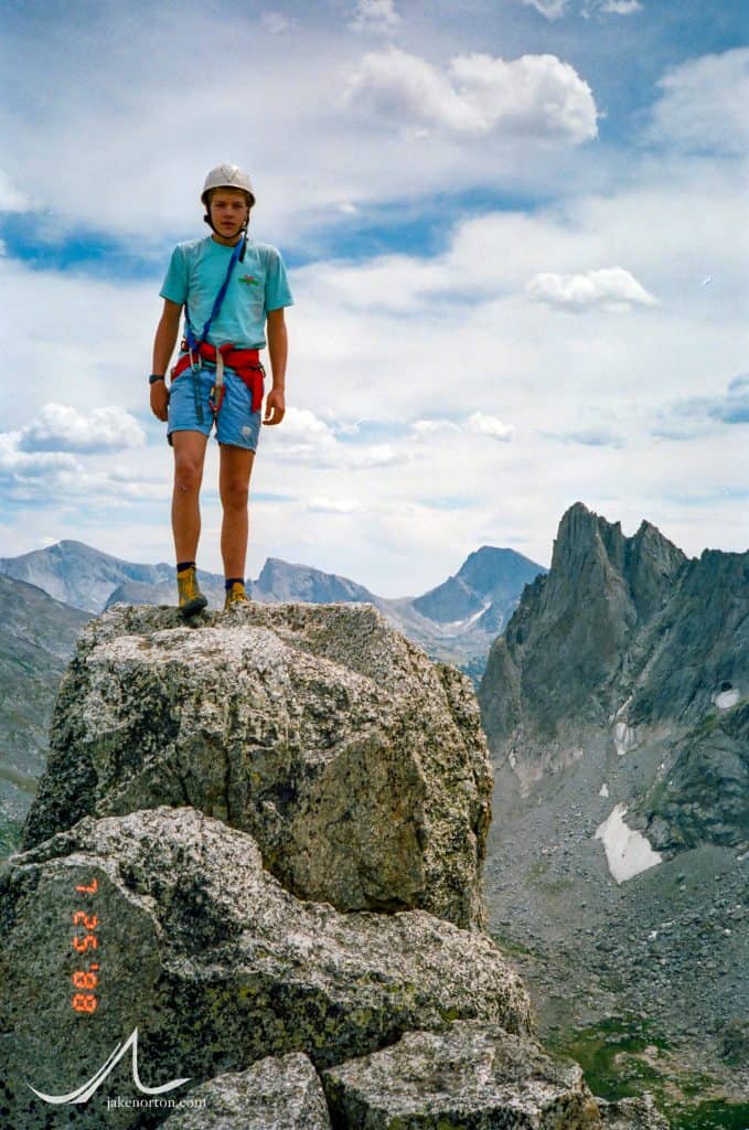 On top of Shark's Nose, Cirque of the Towers, Wind River Range, Wyoming.