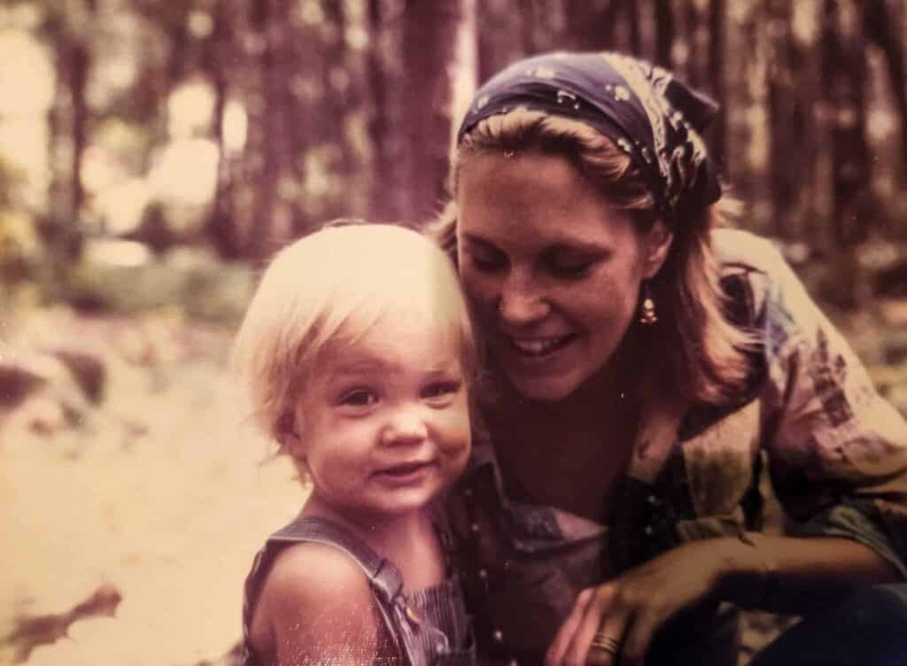 My mother, Alice Milnor Norton, and I in the woods about 1977.