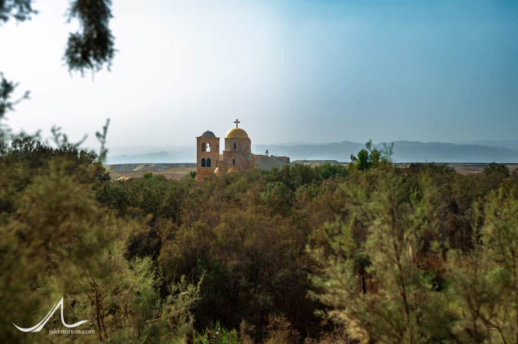 View into the West Bank across the Jordan River from "Bethany Beyond the Jordan" or Al-Maghtas.