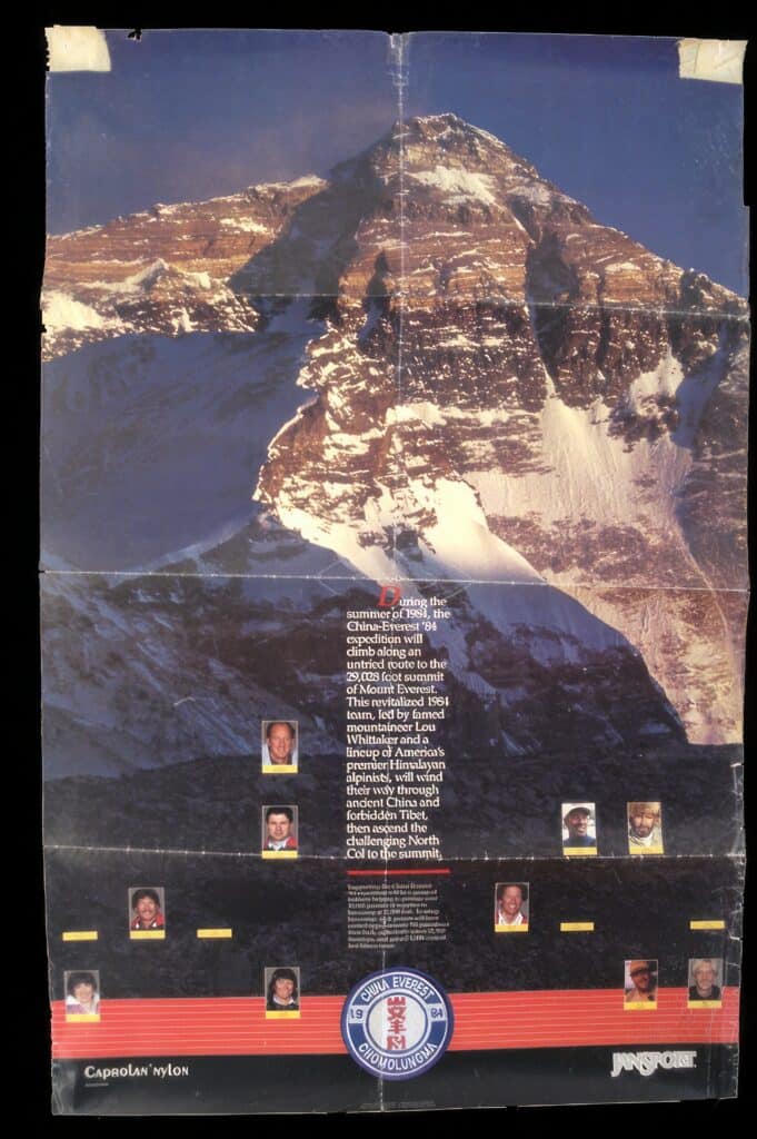 The China Everest 1984 Expedition poster given to me by Lou Whittaker in 1984.