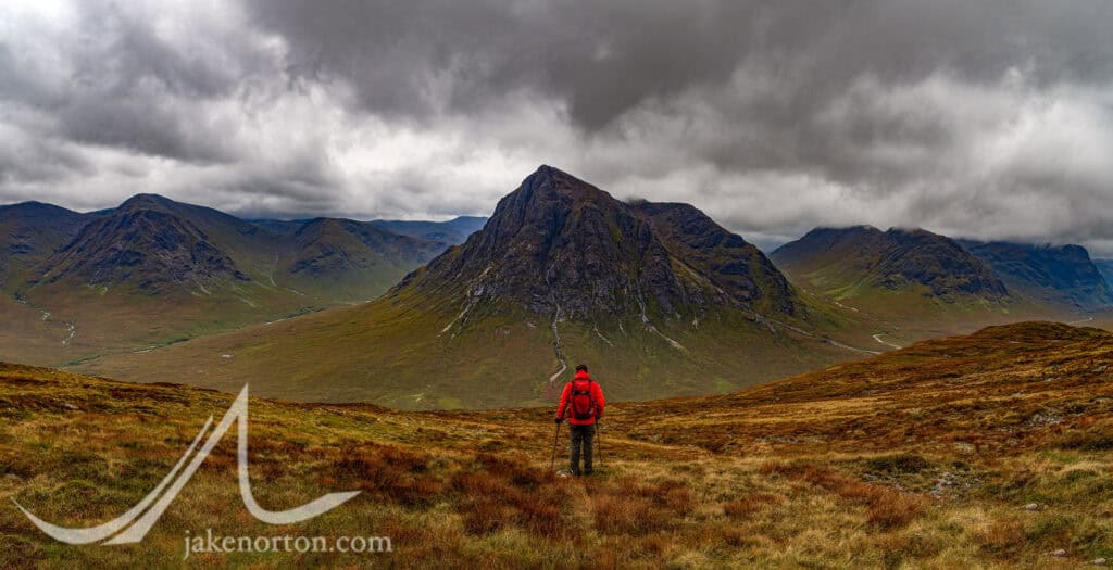 Peter Barkan gazes westward at Buachaille Etive Mòr from the summit of nearby Beinn a Chrulaiste near Glencoe, Scotland.