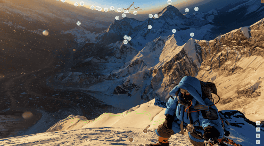 Sunrise from roughly 8500 meters on the Southeast Ridge of Mount Everest.