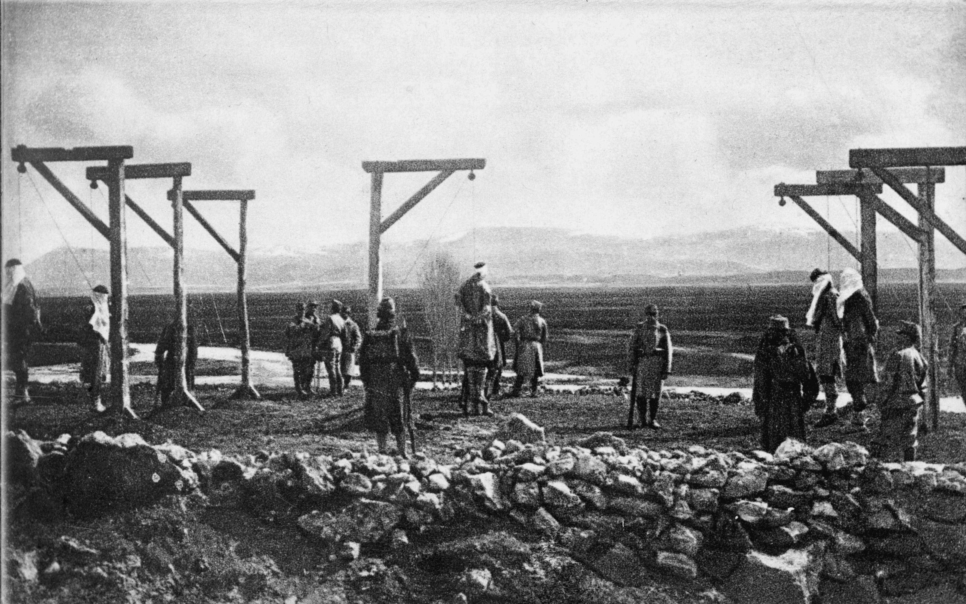 Austro-Hungarian troops in Trebinje, killing civilian Serbs in the aftermath of the assassination of Franz Ferdinand. From photograph collection of Zikmund Reach, Prague.